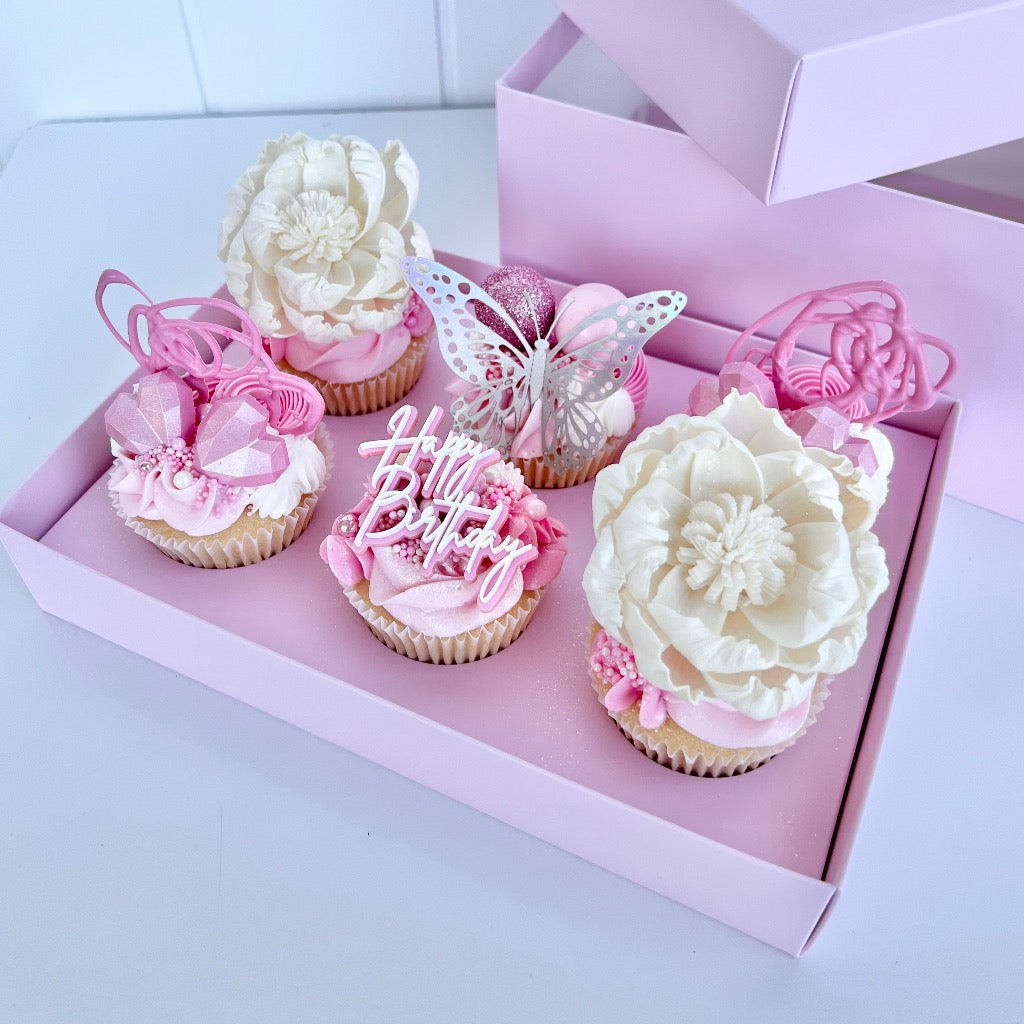 Olbaa Regular Cupcake Box 6 Holes Blossom Pink – 20 Pack