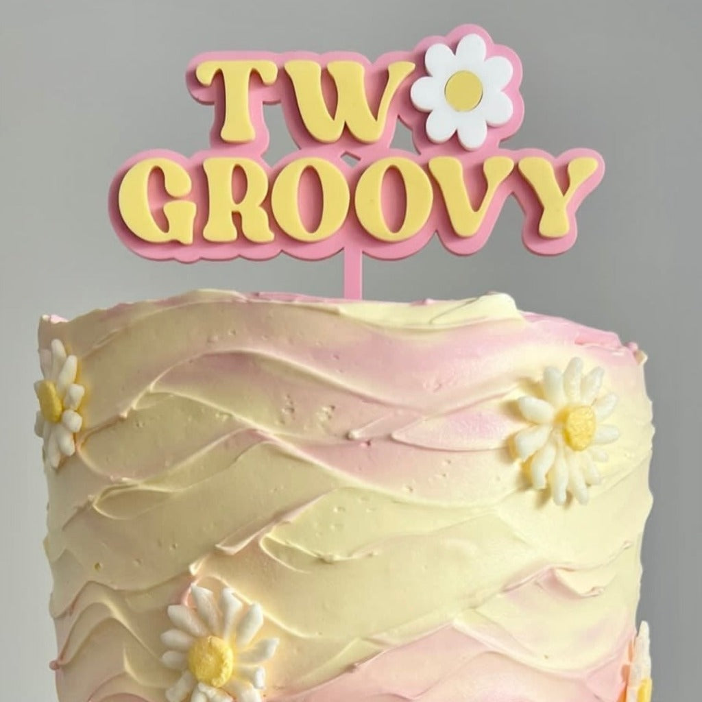 Double Layer Acrylic Birthday Cake Topper - Two Groovy