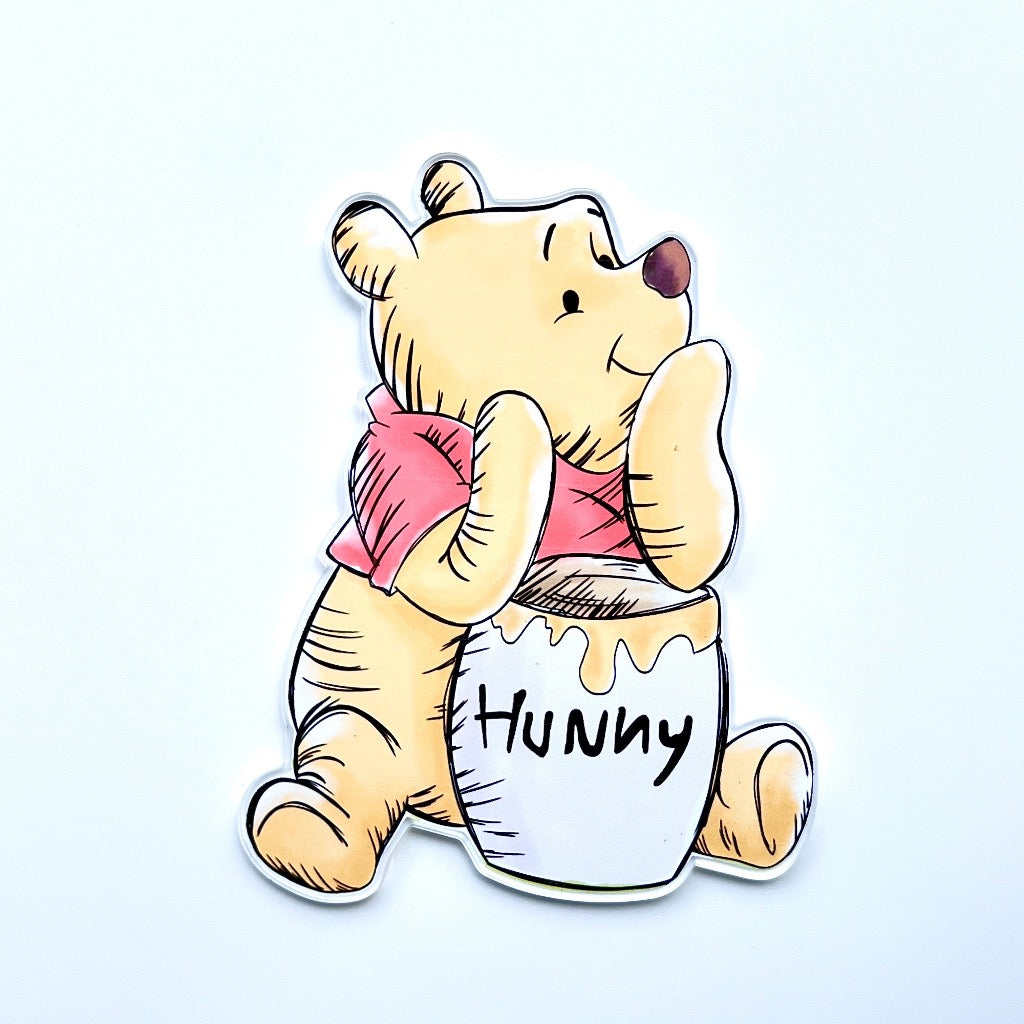 Acrylic Birthday Cake Topper - Winnie the Pooh with Honey Pot