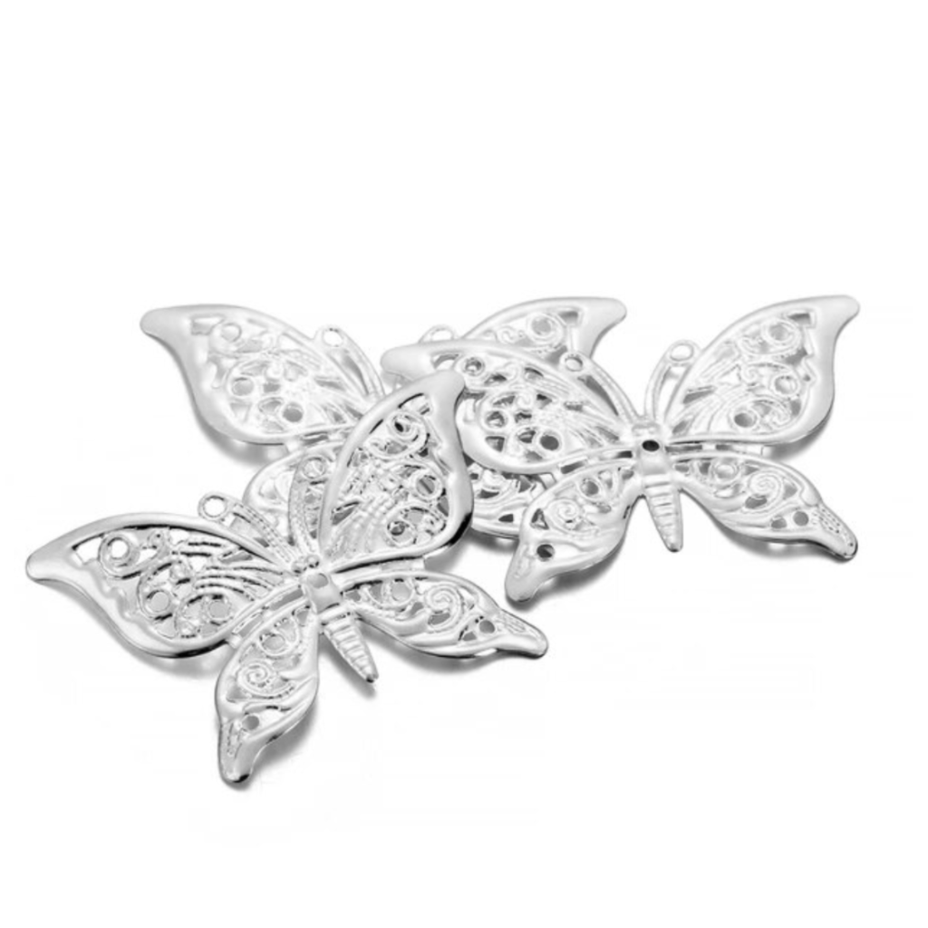 Arched Filigree Metal Butterflies 25 Pack - Silver