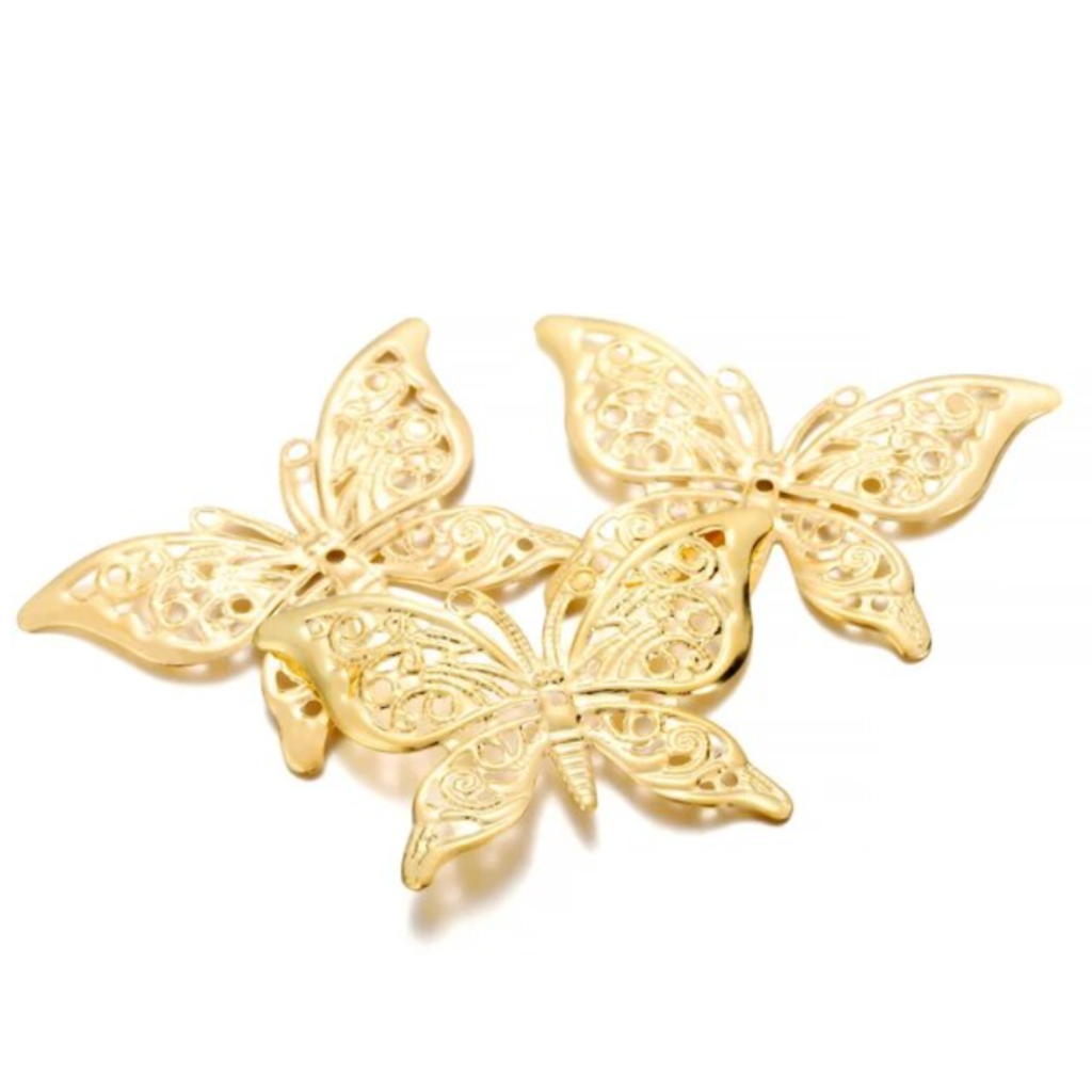 Arched Filigree Metal Butterflies 25 Pack - Gold