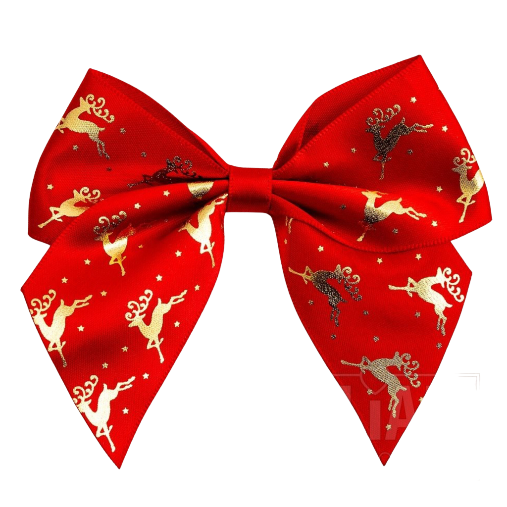 Satin Cakesicle Bows 10cm 6 Pack - Christmas Reindeer Red