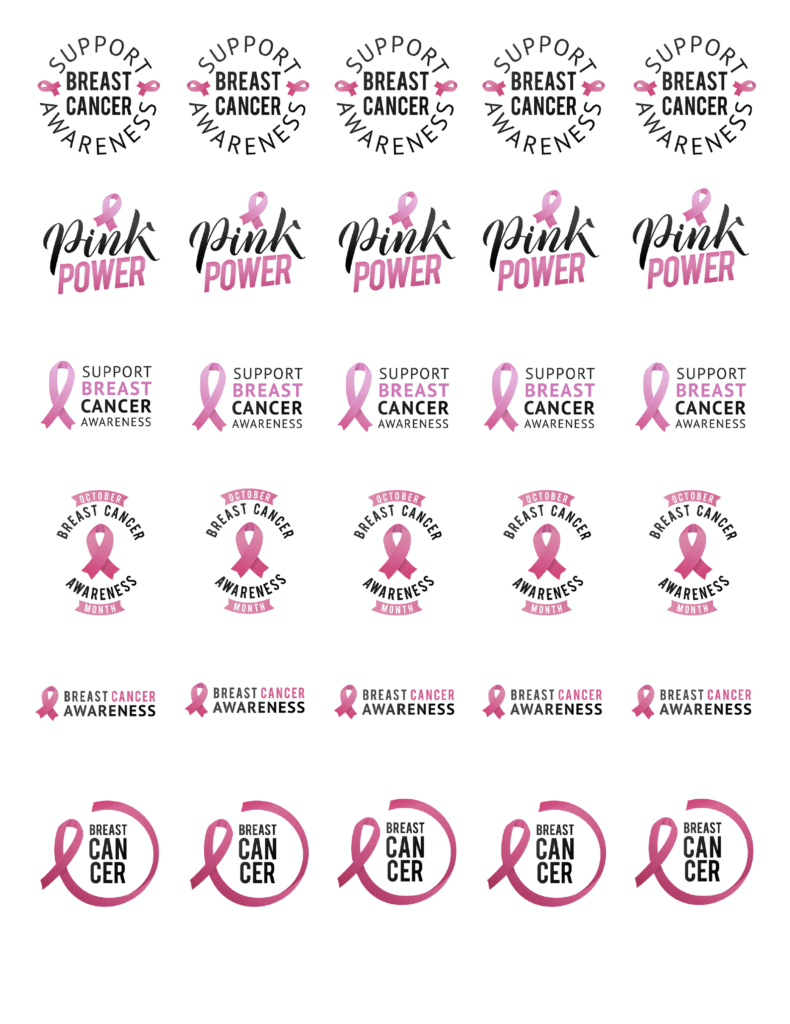 Edible Icing Cupcake Cake Topper Image breast Cancer pink ribbon awareness