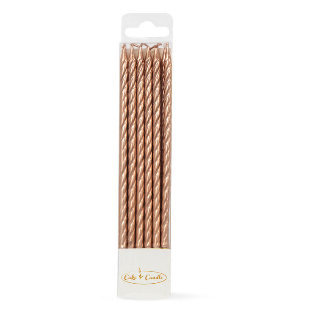 cake candles tall gold spiral pack of 12