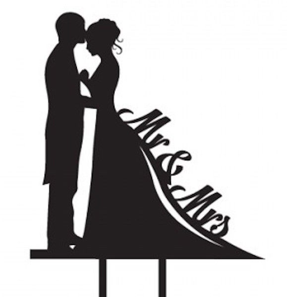 Acrylic-Black-Wedding-Cake-Topper-Decoration-Bride-Groom-Couple-Mr-Mrs-282621791080