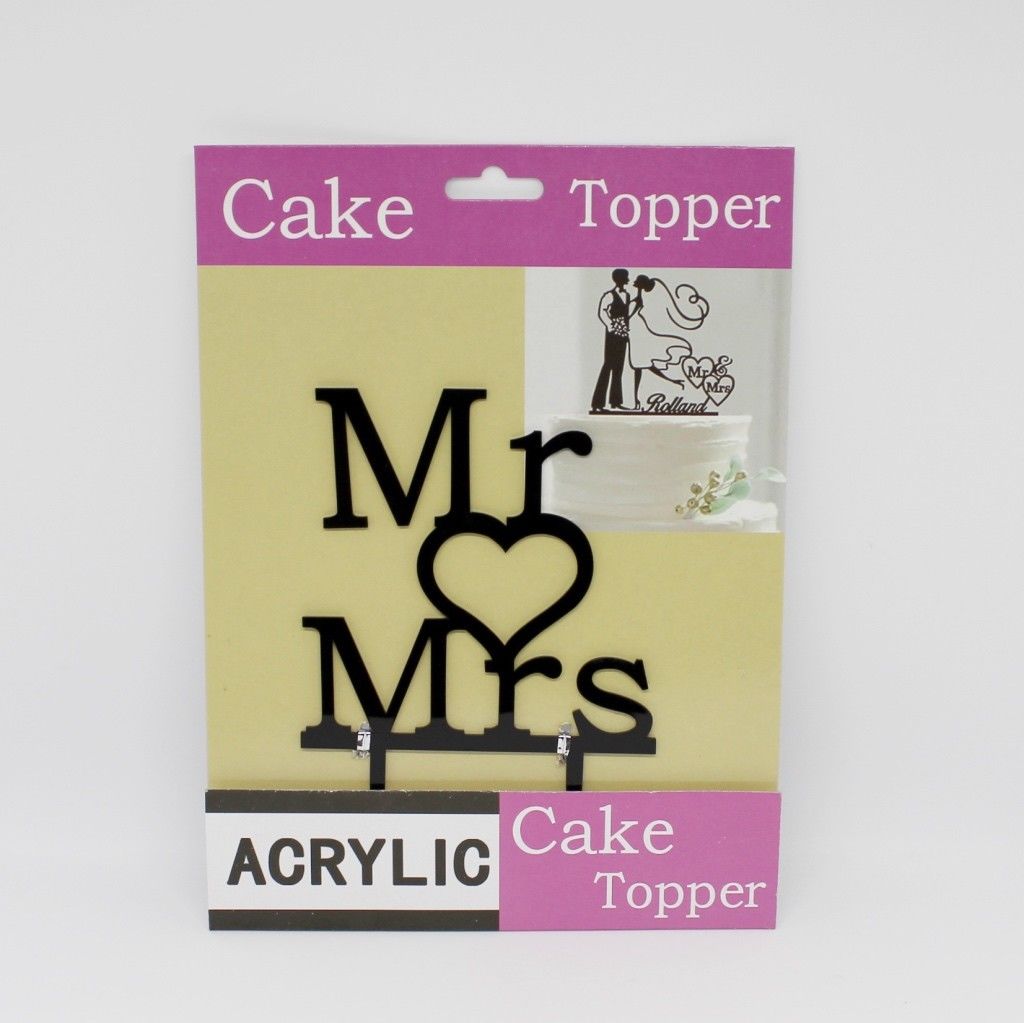 Acrylic-Black-Wedding-Cake-Topper-Decoration-Bride-Groom-Couple-Mr-Mrs2-272817294240