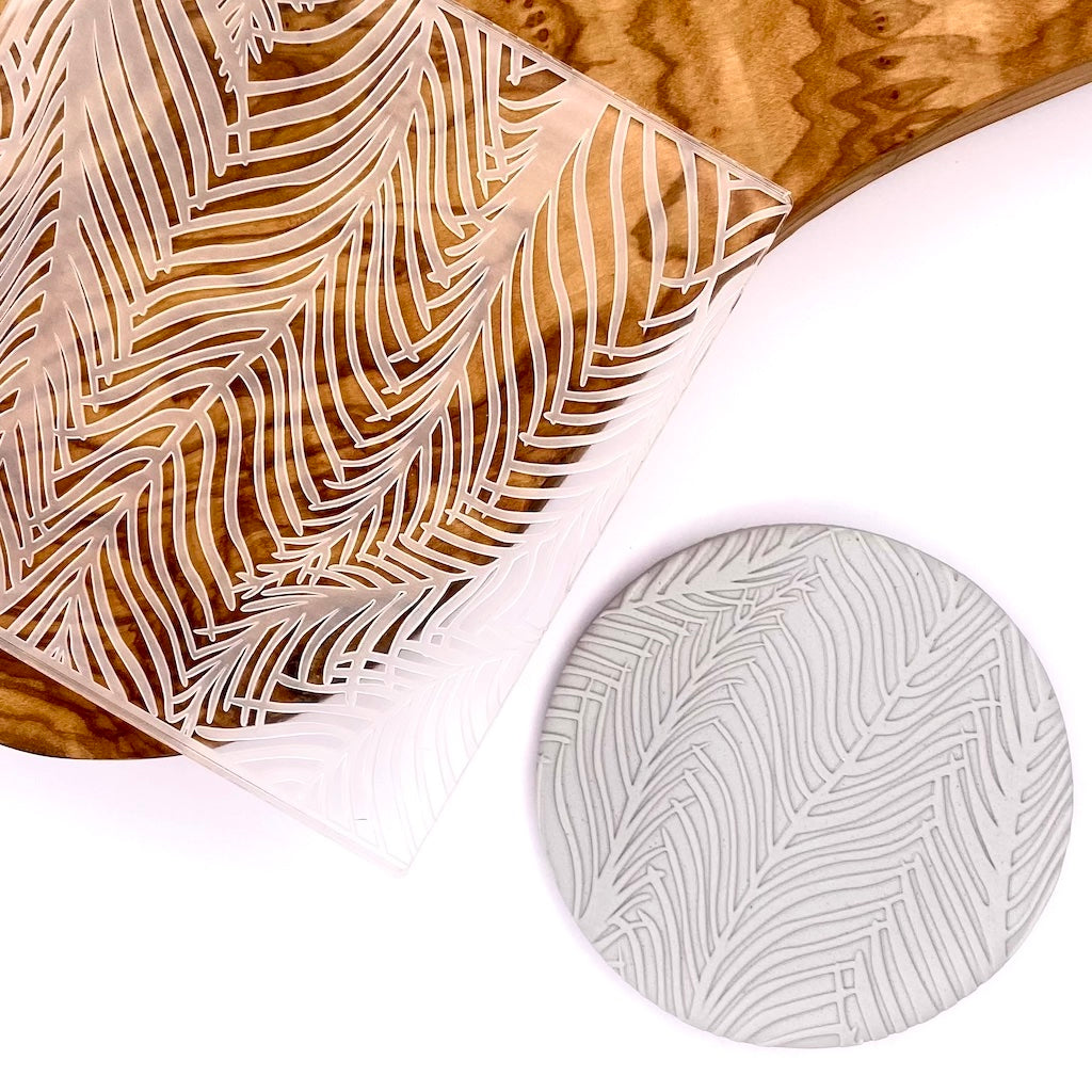 acrylic cookie stamp fondant embosser debosser large tropical palm leaves