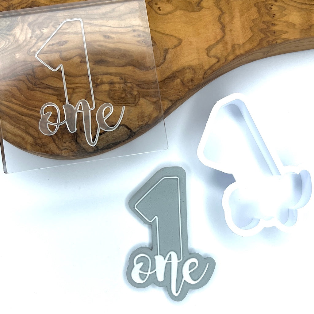 acrylic cookie stamp cookie cutter fondant embosser number 1 one birthday