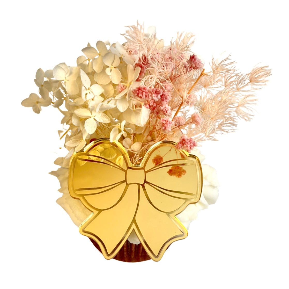 Acrylic Cupcake Topper Charms Gold Bows 6pc Cakers Paradise