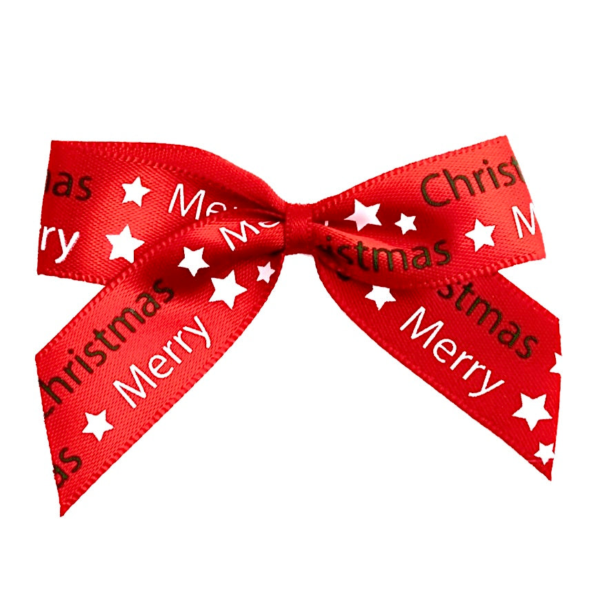 Satin Cakesicle Bows 5cm 12 Pack - Merry Christmas Red Cakers Paradise
