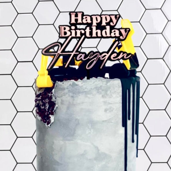 Layered Custom Name Acrylic Happy Birthday Cake Topper