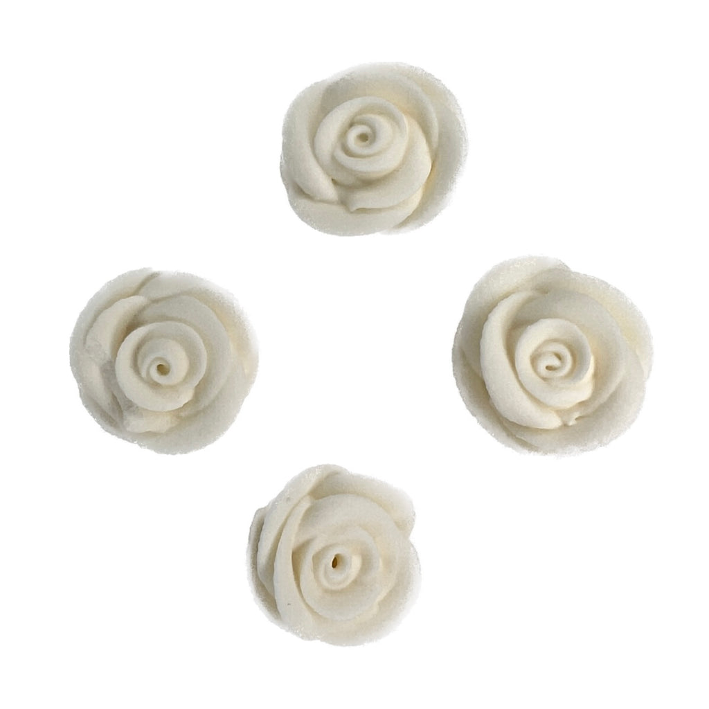 Edible Mini Sugar Cupcake Decorations - White Roses 12pc