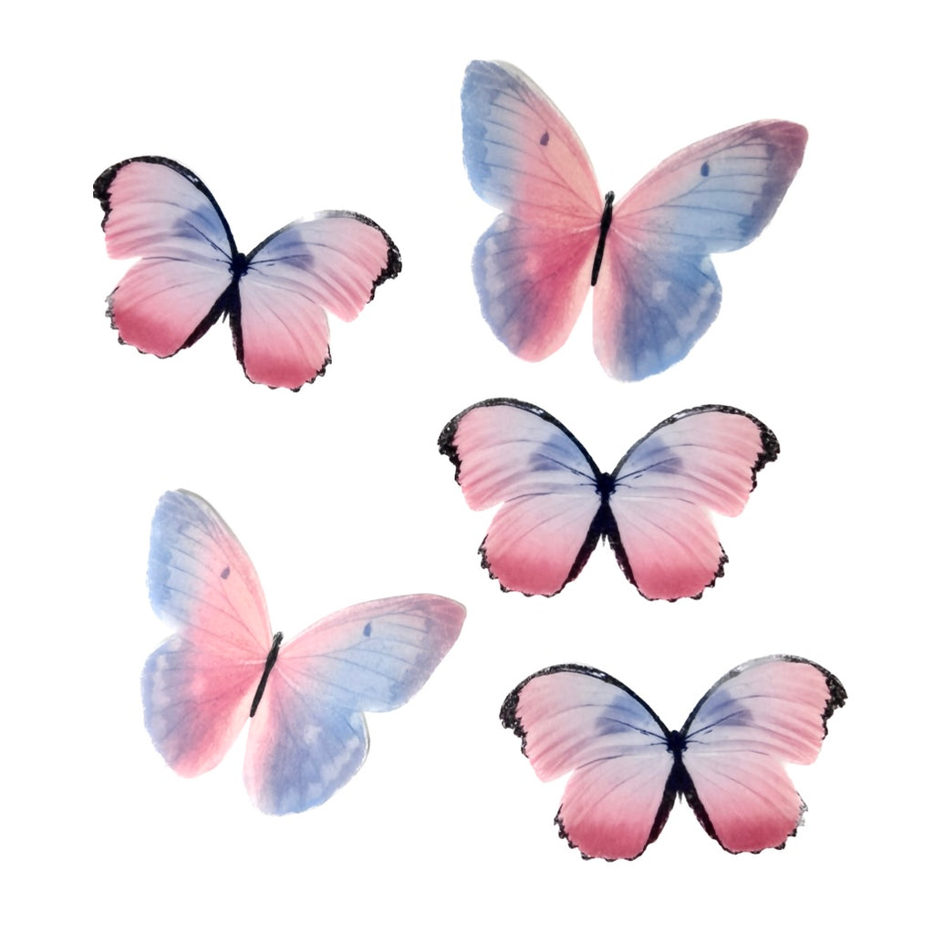 Edible Wafer Cake Toppers - Pastel Large Butterflies 5pc
