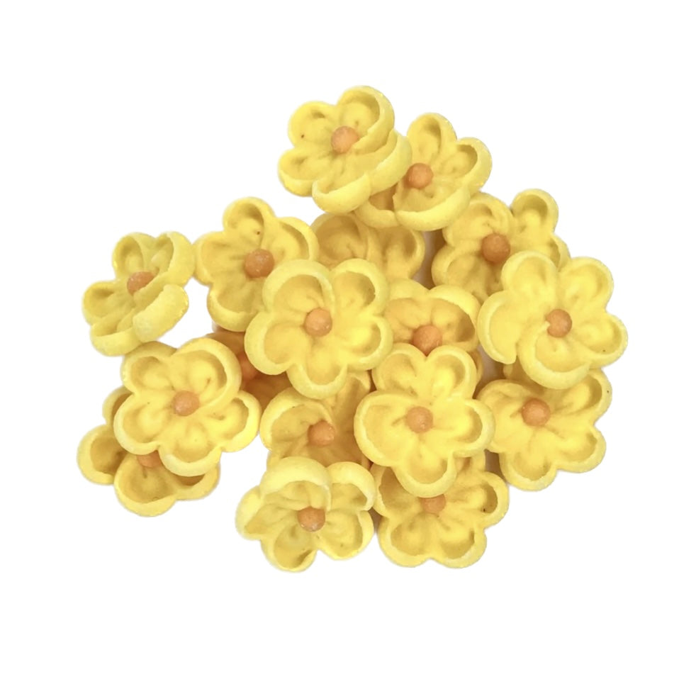 Edible Mini Sugar Cupcake Decorations - Yellow Flowers 15pc