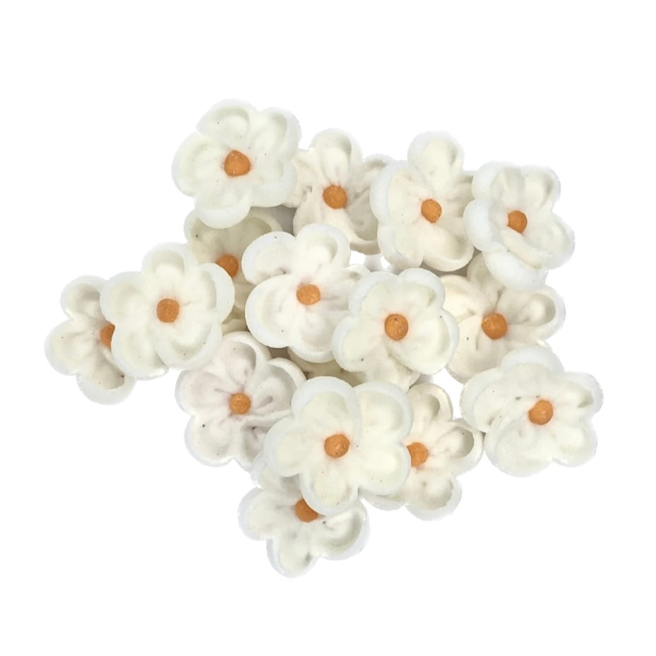 Edible Sugar Cupcake Decorations Flowers White 15pc Cakers Paradise Cakers Paradise