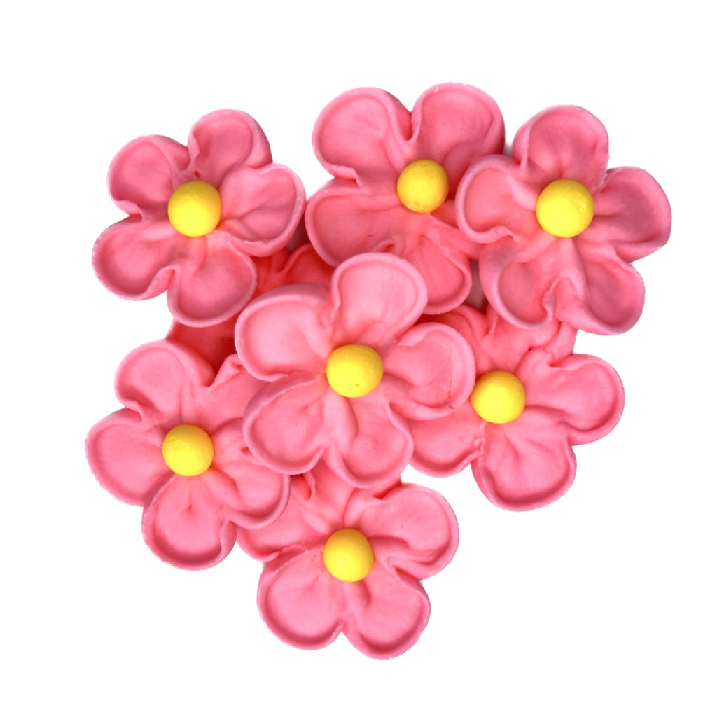 Edible Sugar Cupcake Decorations - 5 Petal Pink Flowers 8pc