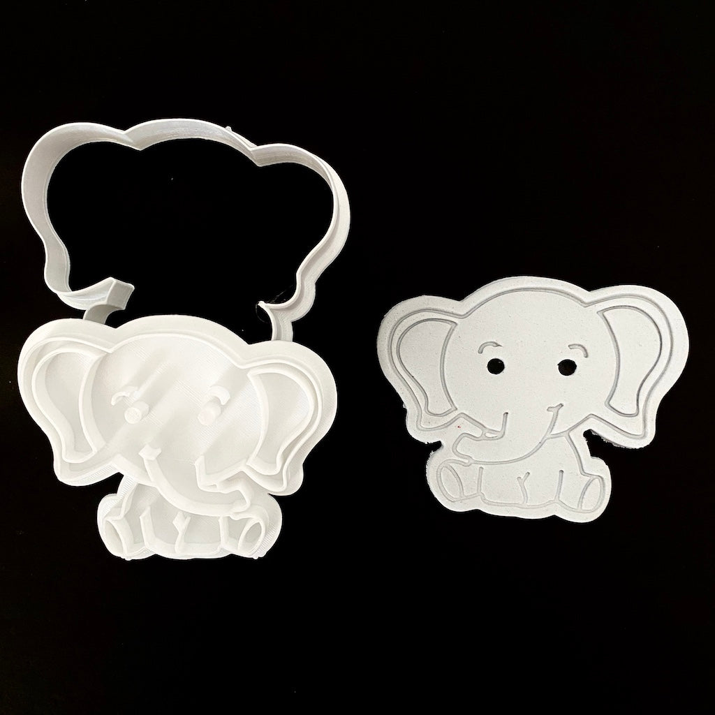 cute baby elephant cookie cutter with cookie stamp fondant embosser Cakers Paradise