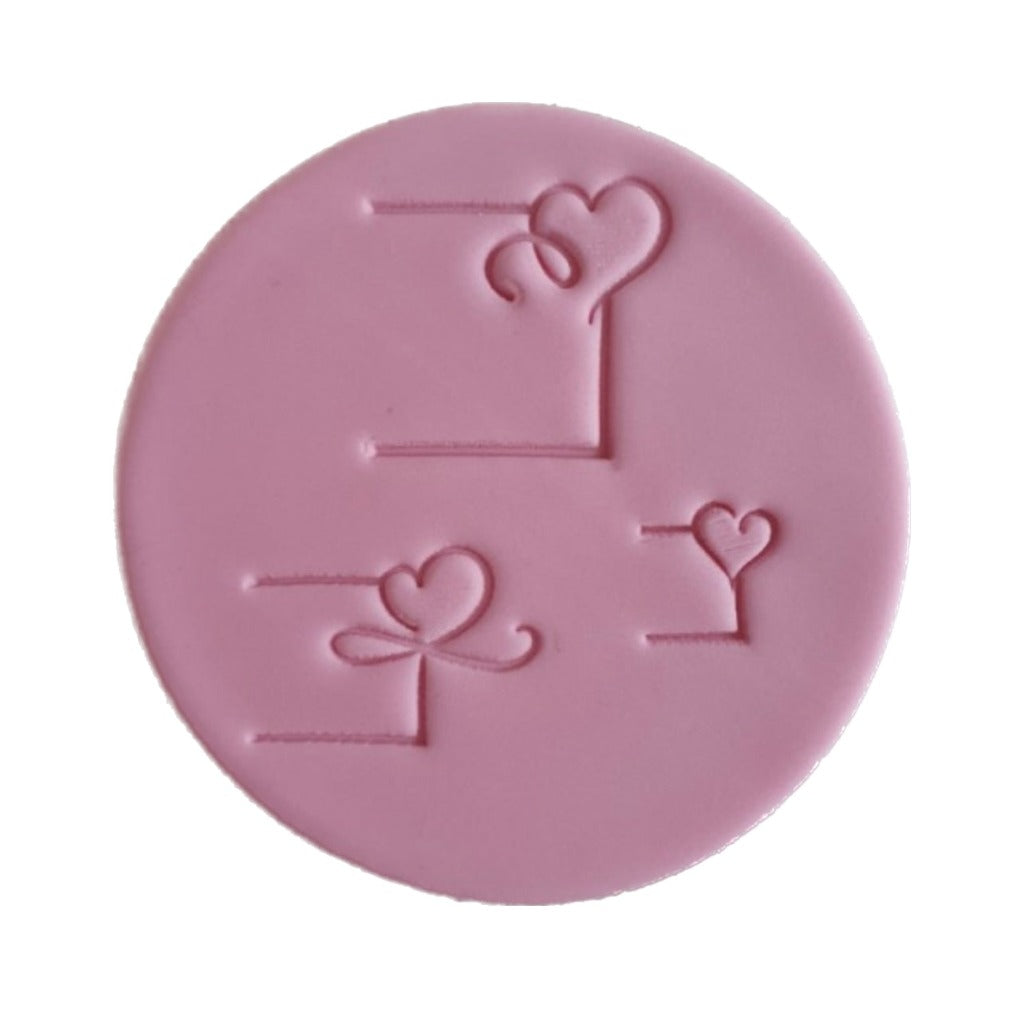 Fondant Cookie Stamp by Sucreglass - Ribbon Banner Heart