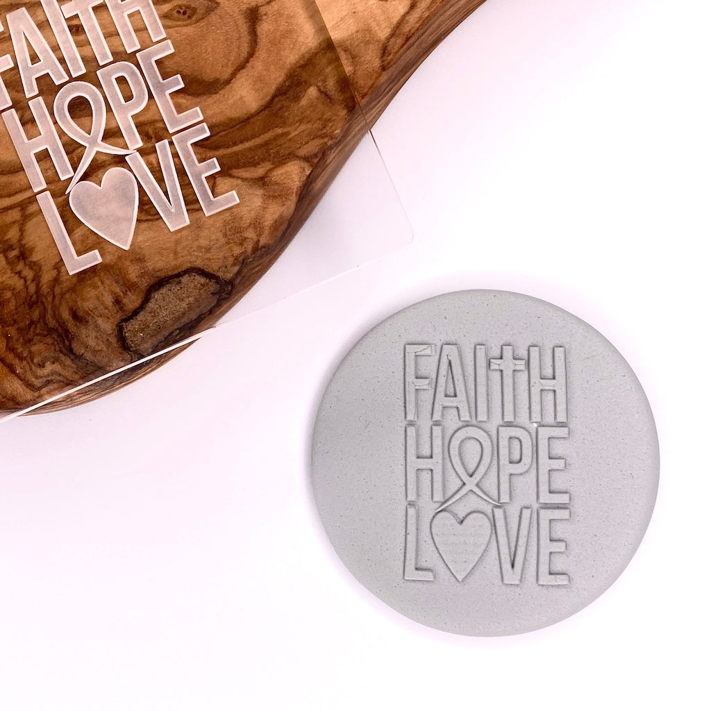 Cancer awareness cookie stamp fondant debosser hope faith love