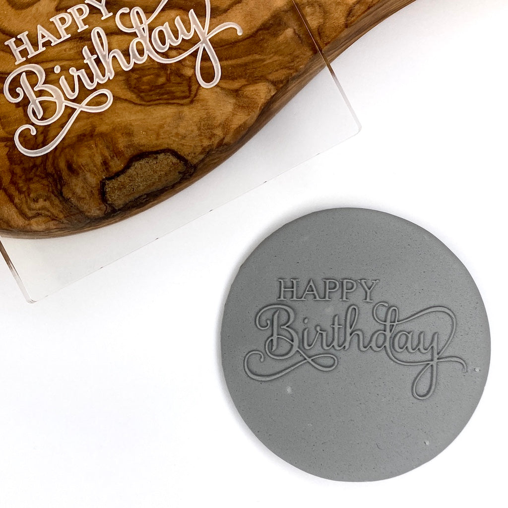cookie stamp fondant embosser Happy birthday