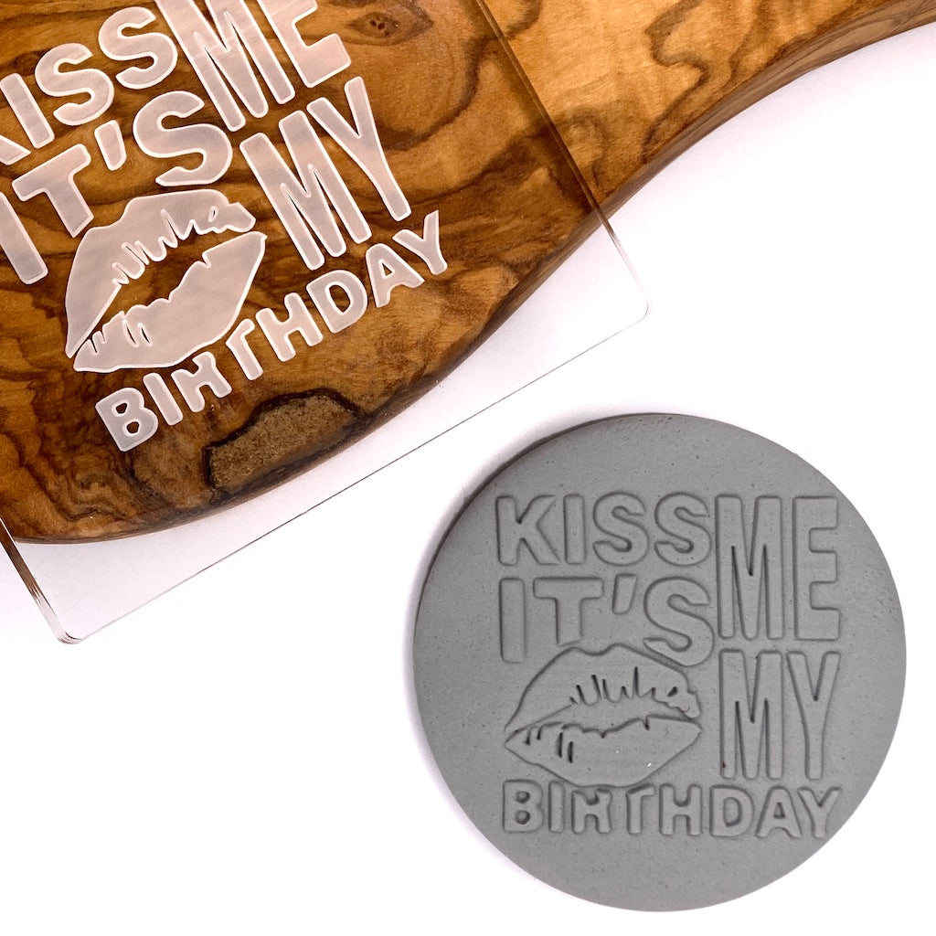 kiss me birthday cookie stamp fondant embosser