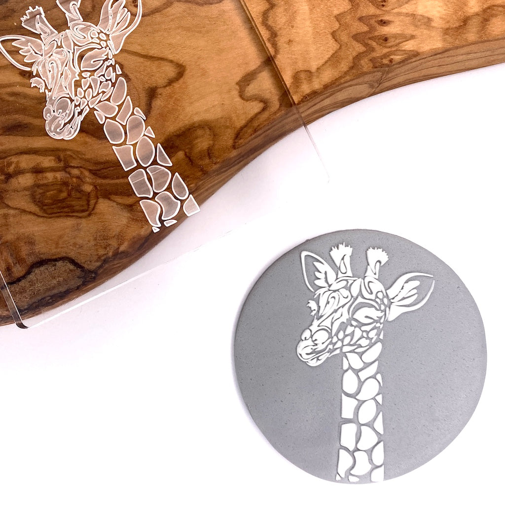 acrylic cookie stamp fondant embosser debosser safari african animal giraffe