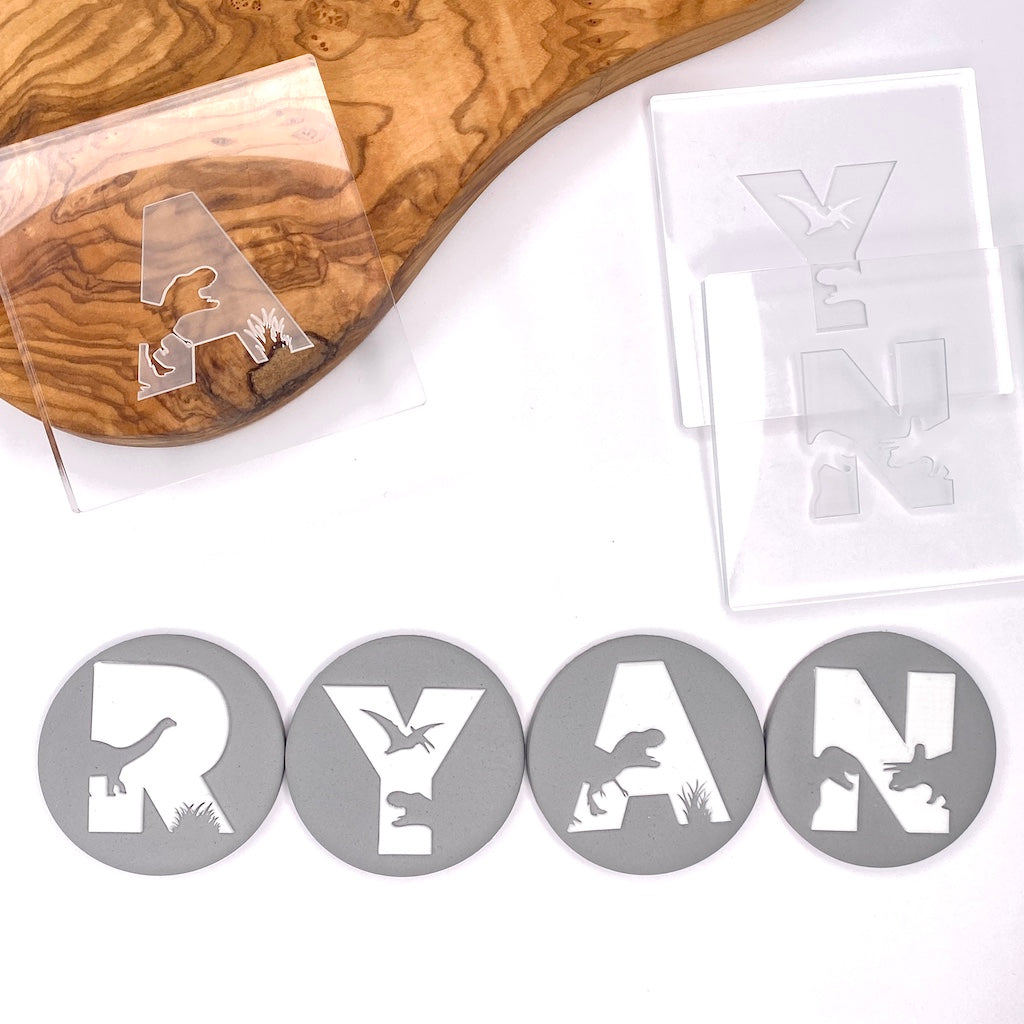 Acrylic large dinosaur letter cookie stamp