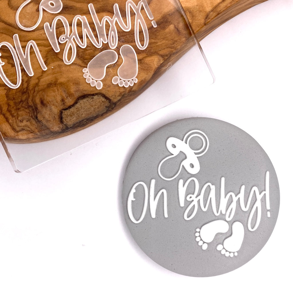 cookie stamp fondant embosser baby shower oh baby feet pacifier
