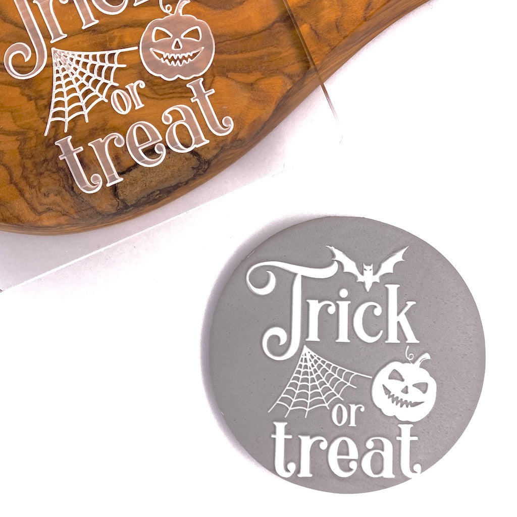 Cookie stamp fondant embosser happy halloween trick or treat bat pumpkin