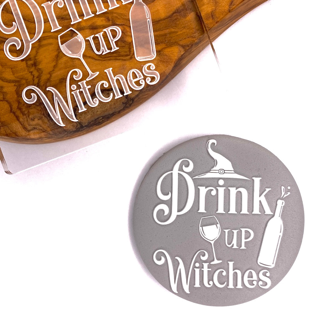 Cookie stamp fondant embosser happy halloween drink up witches