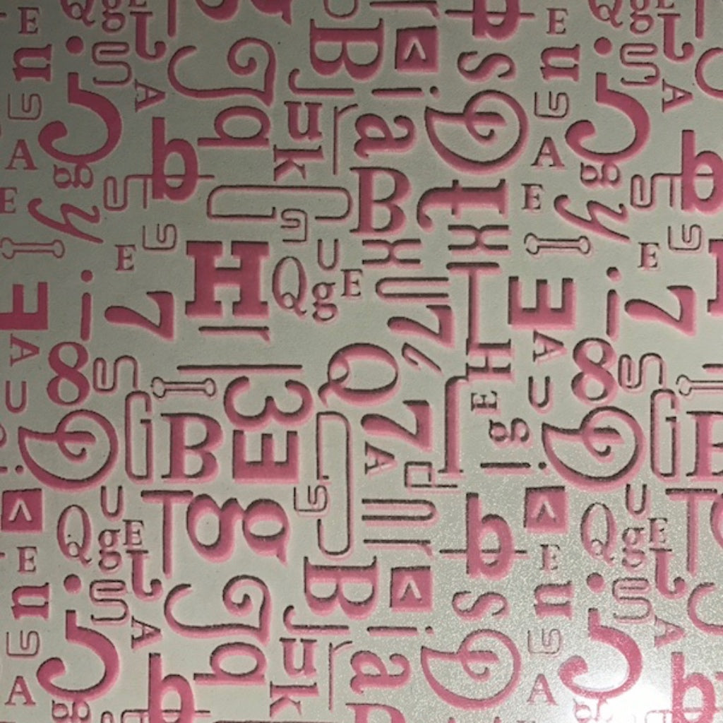 Pink letter chocolate transfer sheet
