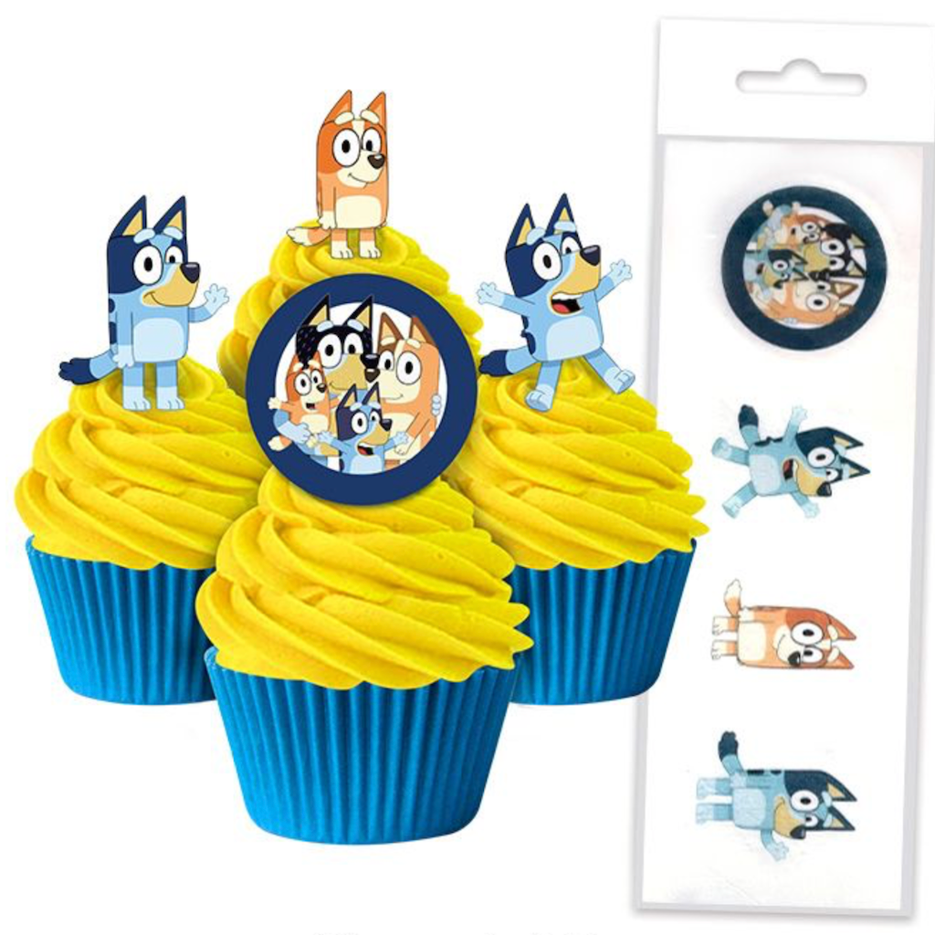 bluey and bingo character and logo wafer paper cupcake topepr edible