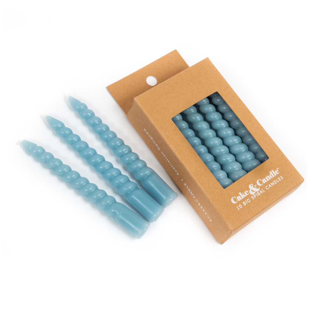 Large Spiral Cake Candles 10 Pack - Blue Cake & candle