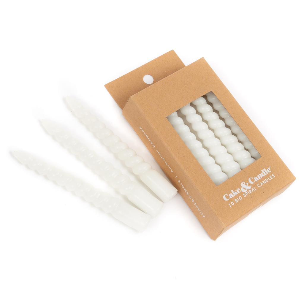 Large Spiral Cake Candles 10 Pack - White
