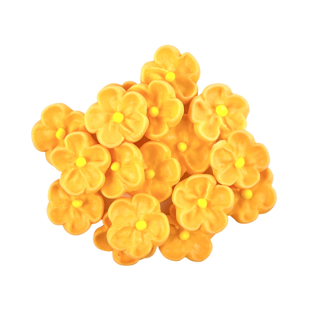 Edible Mini Sugar Cupcake Decorations - Orange Flowers 15pc