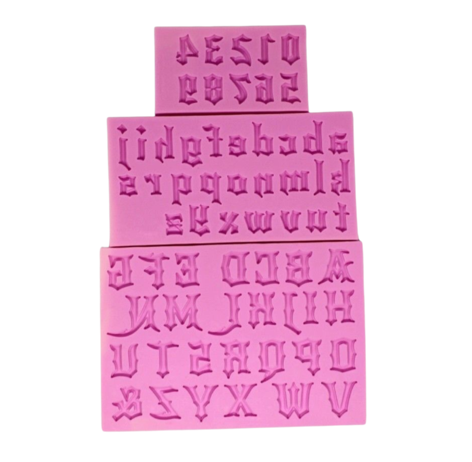 antique letter and number silicone mould