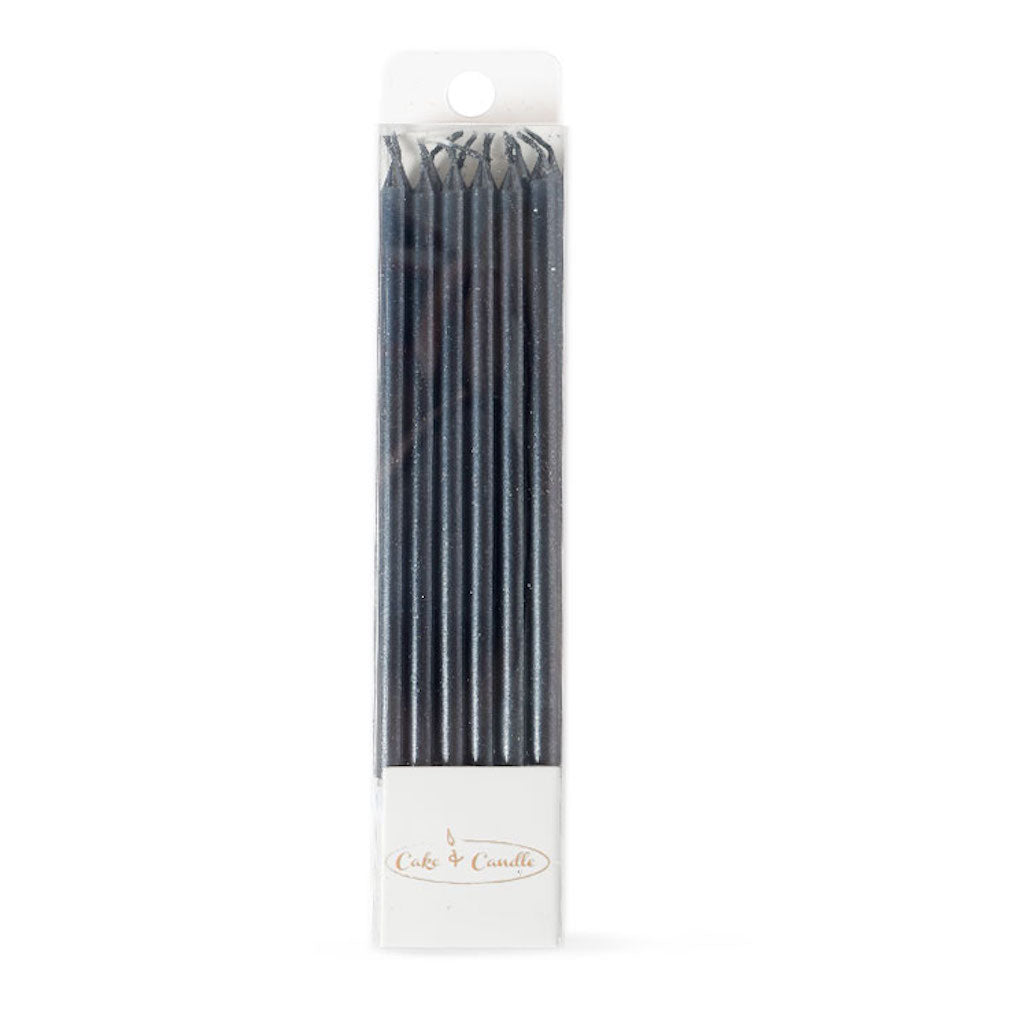 cake candles tall shiny black pack of 12