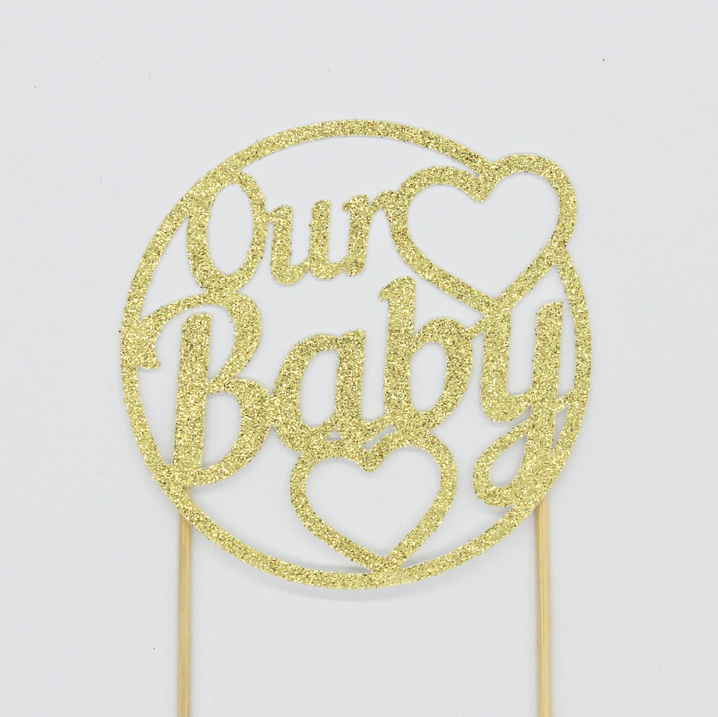 our baby glitter paper cake topper