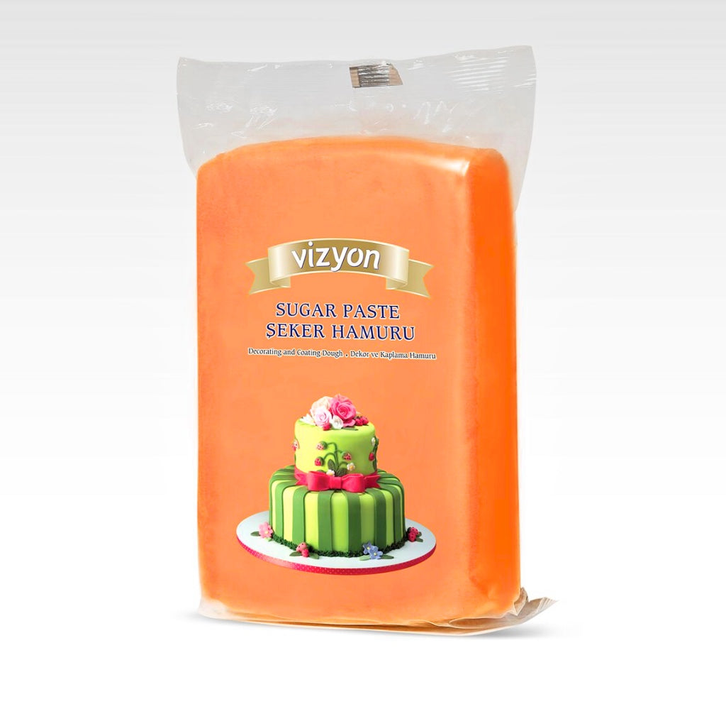 vizyon sugarpaste fondant orange 250g