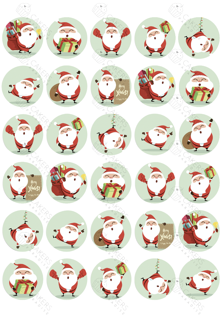 1.5" Cupcake Edible Icing Image - Christmas 5