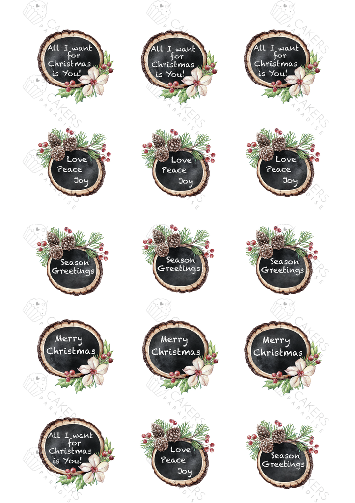 2" Cupcake Edible Icing Image - Christmas 6