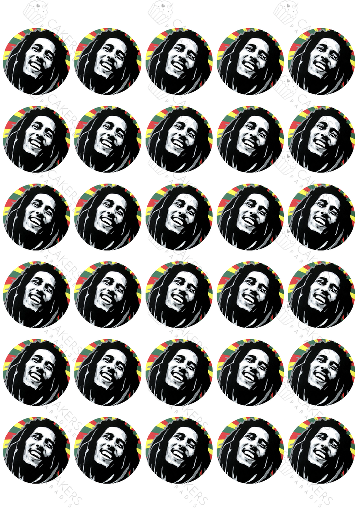 1.5" Cupcake Edible Icing Image - Bob Marley