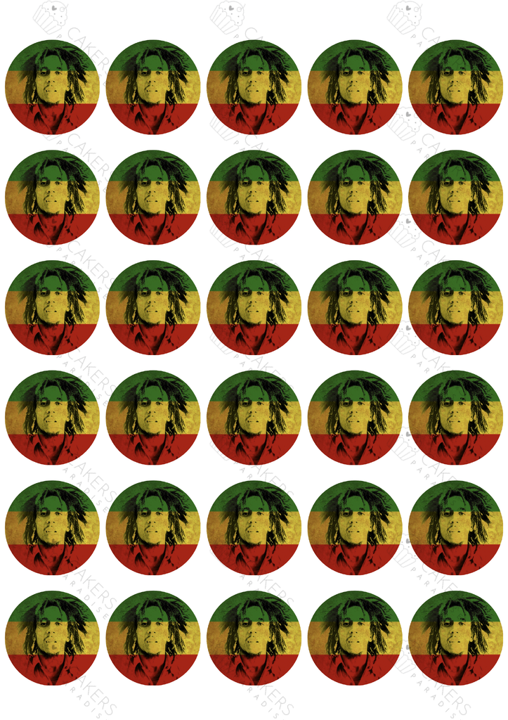 1.5" Cupcake Edible Icing Image - Bob Marley 1
