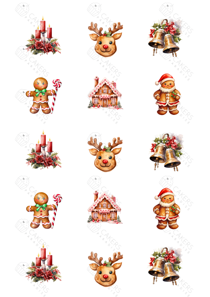 2" Cupcake Edible Icing Image - Christmas Gingerbread