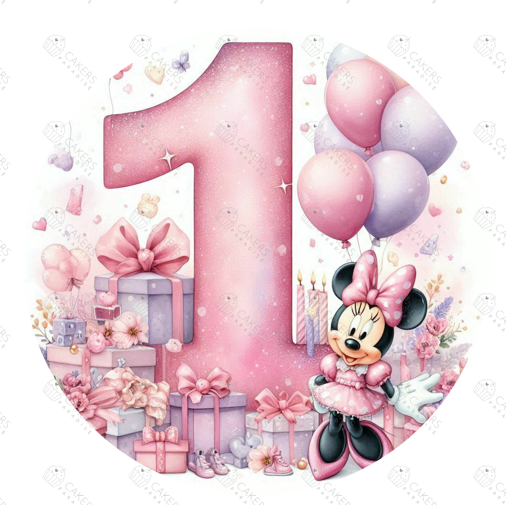 8" Round Edible Icing Image - 1st Retro Mouse Birthday