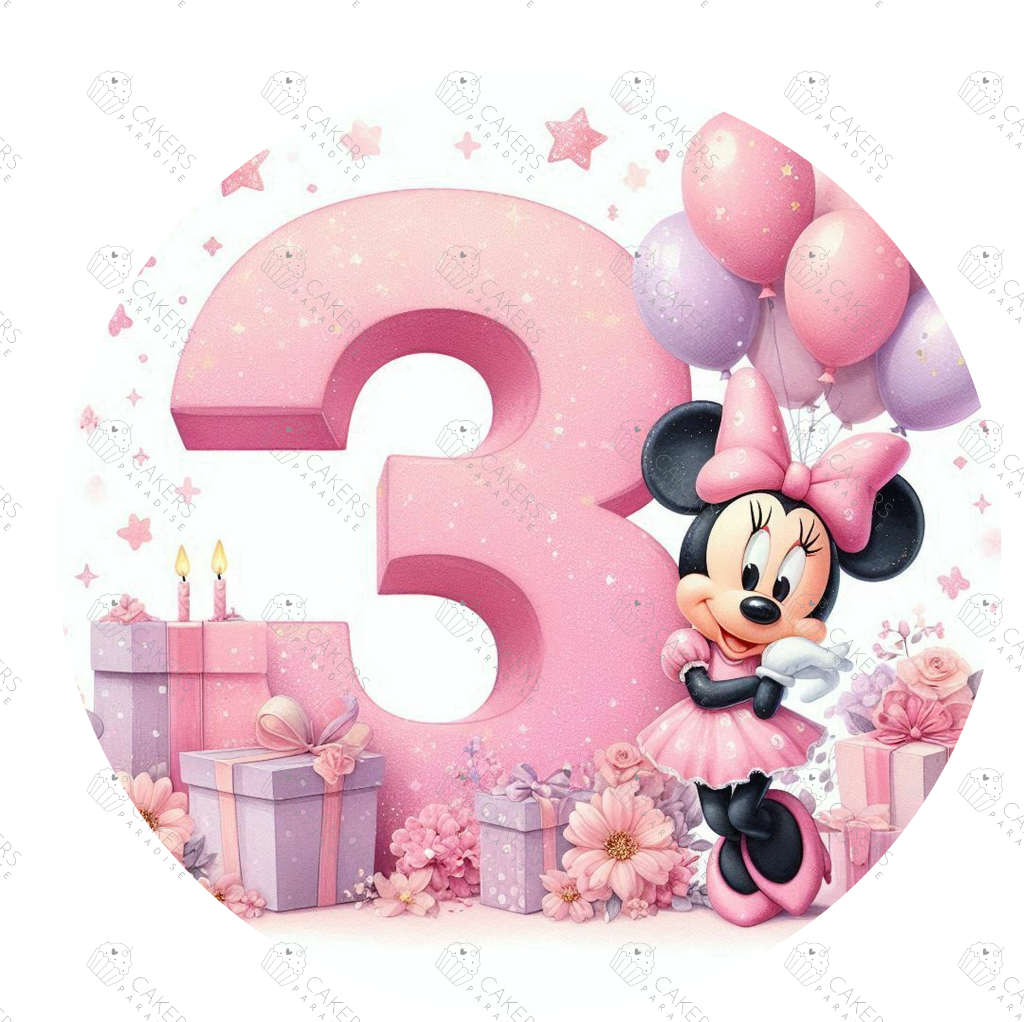 8" Round Edible Icing Image - 3rd Retro Mouse Birthday