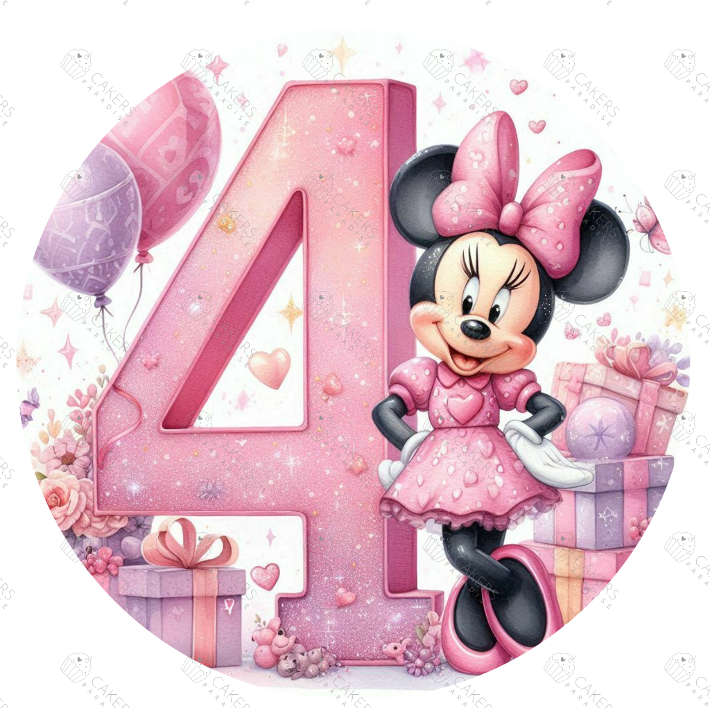 8" Round Edible Icing Image - 4th Retro Mouse Birthday