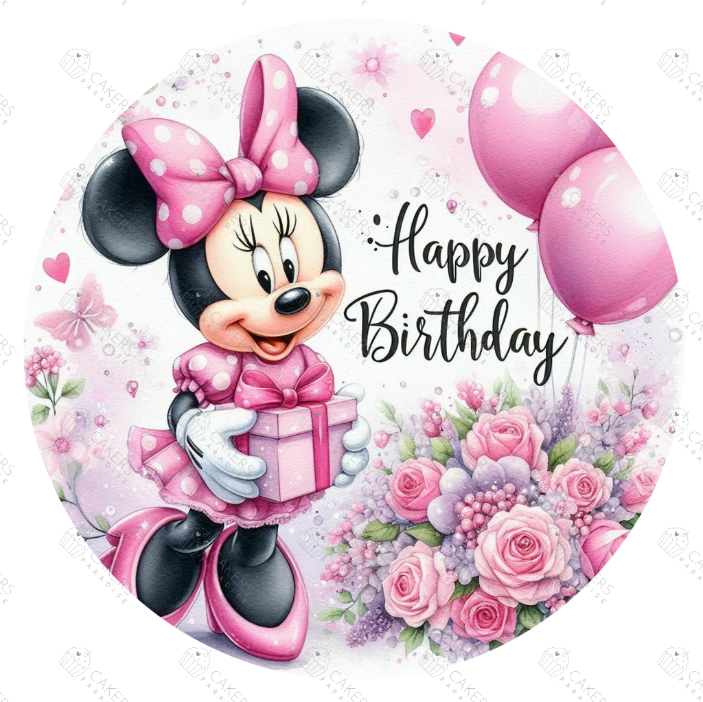 8" Round Edible Icing Image - Retro Mouse Birthday