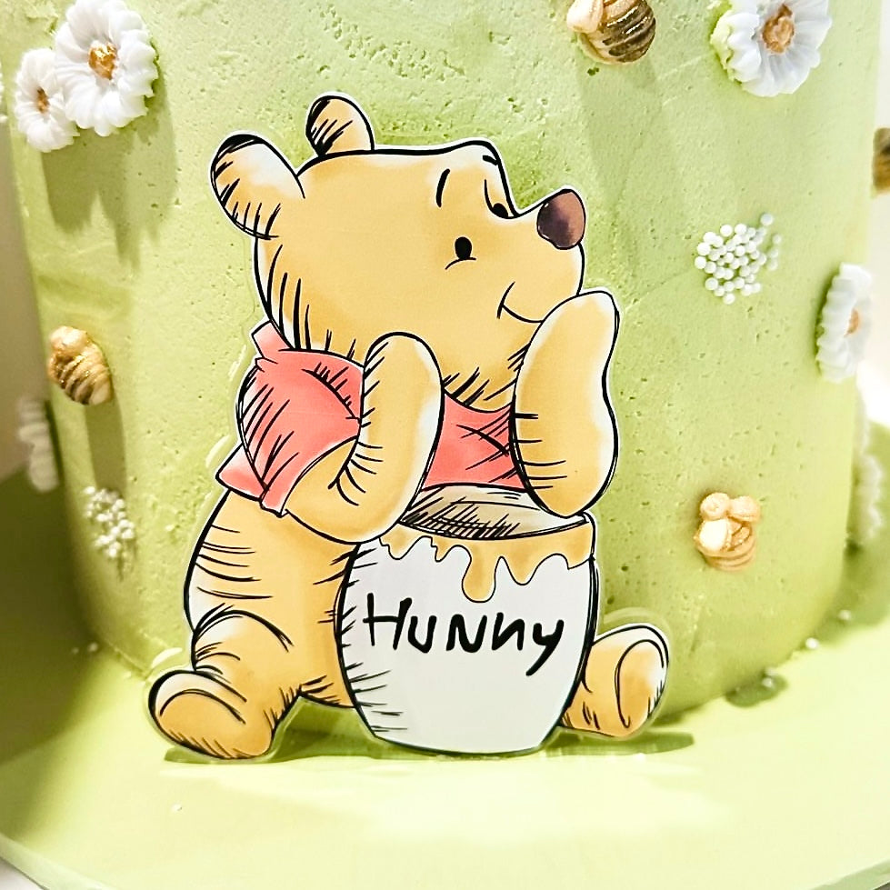 Acrylic Birthday Cake Fropper - Cute Bear with Honey Pot