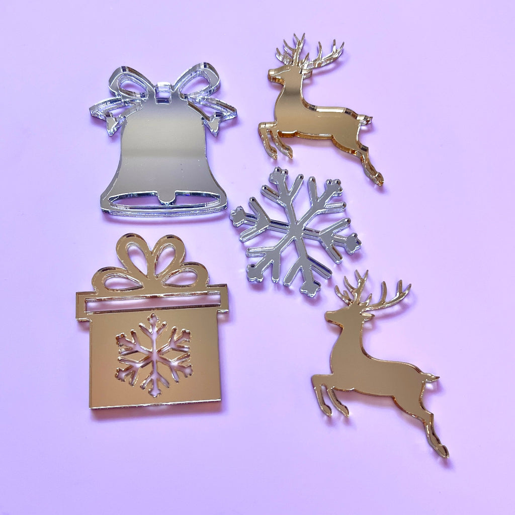 Acrylic Cupcake Topper Charms - Festive Christmas